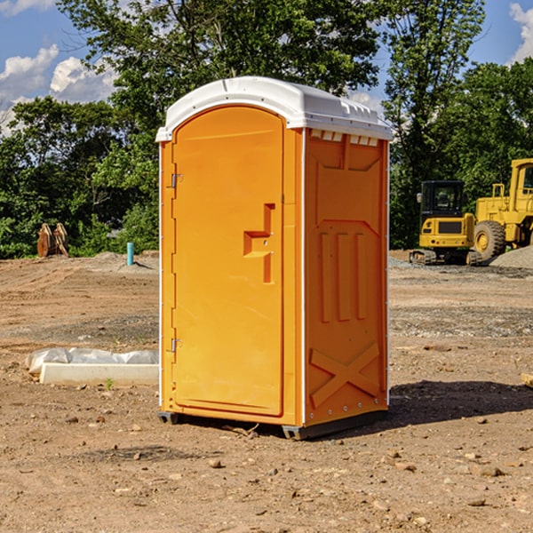 how often are the portable restrooms cleaned and serviced during a rental period in Delaware County